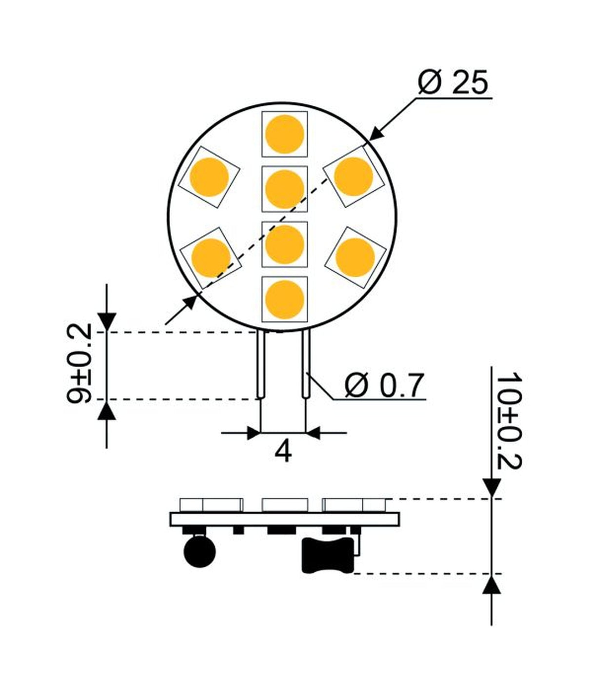 Talamex Lampe LED LED8 10–30V G4-côté