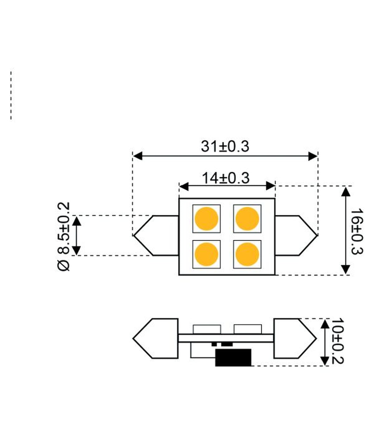 Talamex ledlamp led4 festoon 10–30 V 31 mm