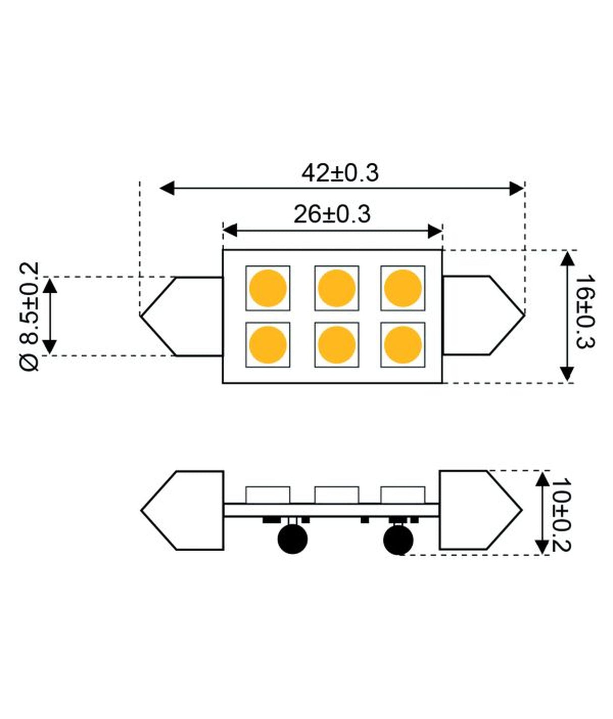 Talamex lampada a LED led6 festone 10-30V 42mm