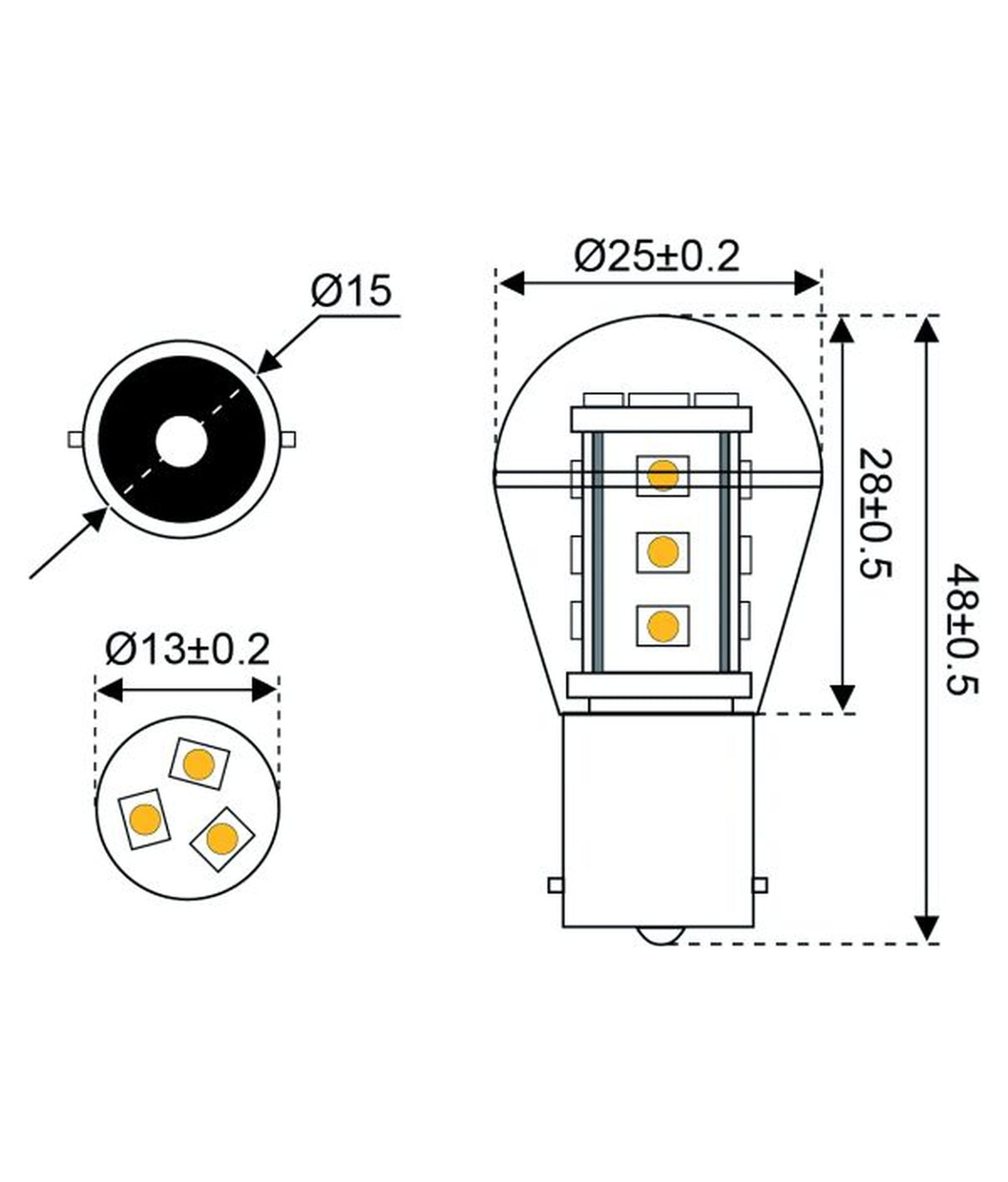 Talamex ledlamp LED15 10-30V BA15S