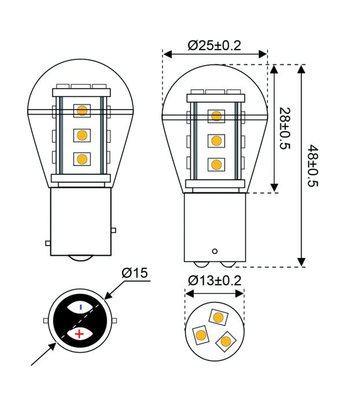 Talamex ledlamp led15 10-30V BAY15D – CE en RoHS