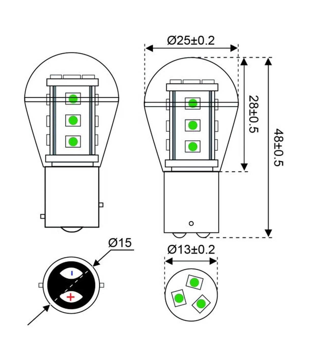 Talamex LED-lamp LED15 10-30V BAY15D groen