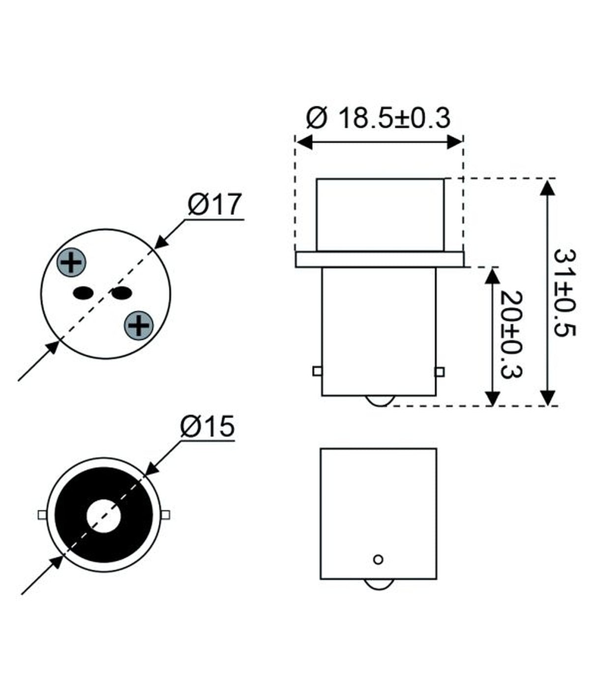 Talamex Adapter BA15S naar G4 – 10–30V laagspanning, LED/halogeen