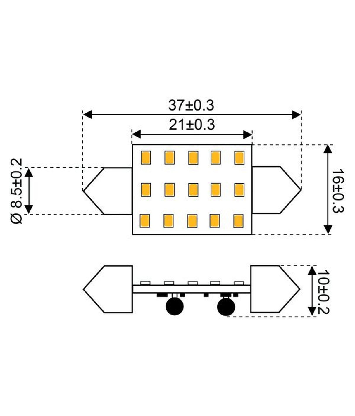 Talamex Ledlamp led15 festoon 10-30V 37mm 2700k