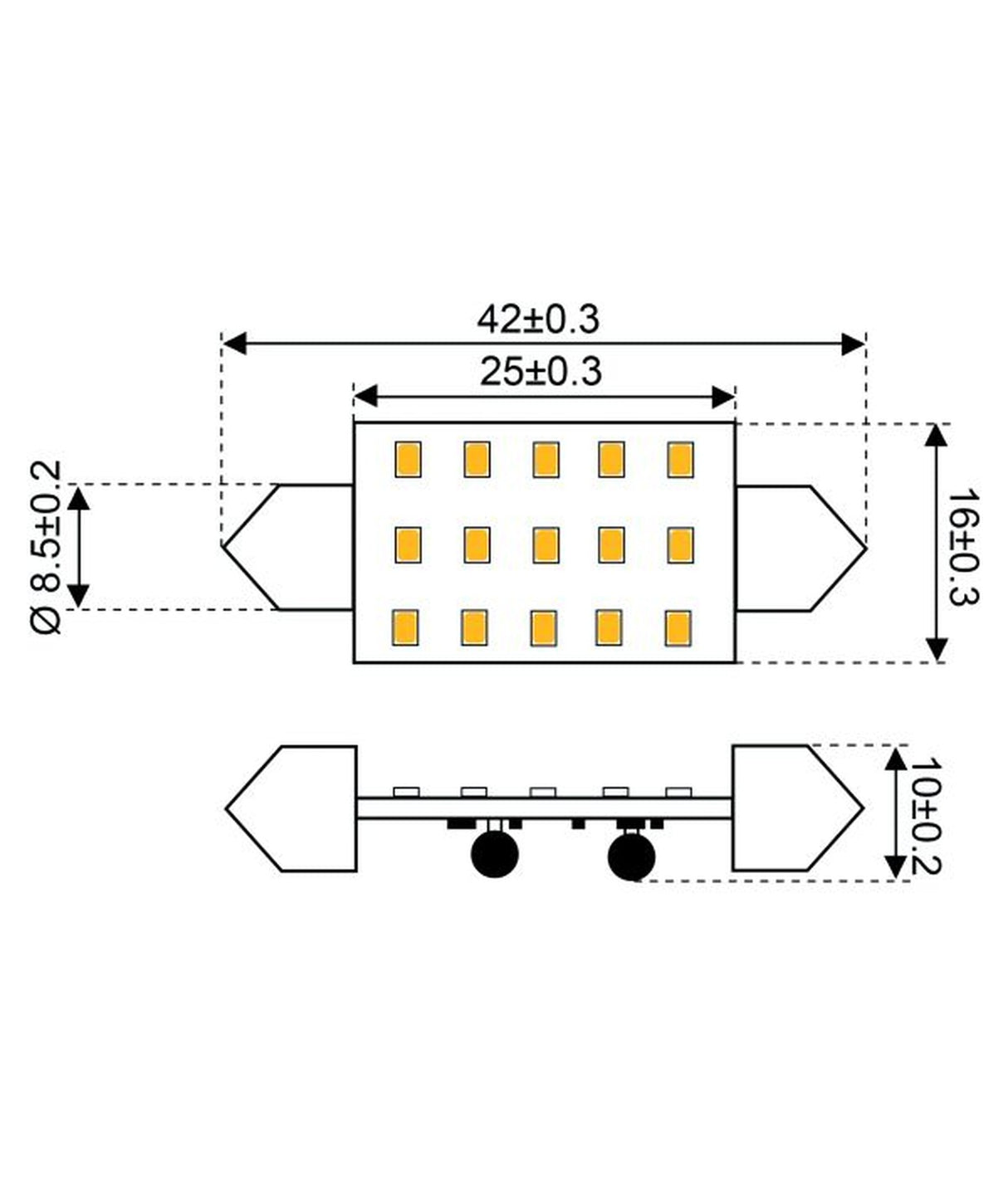Talamex ledlamp festoon led15 10-30V 42mm 2700K
