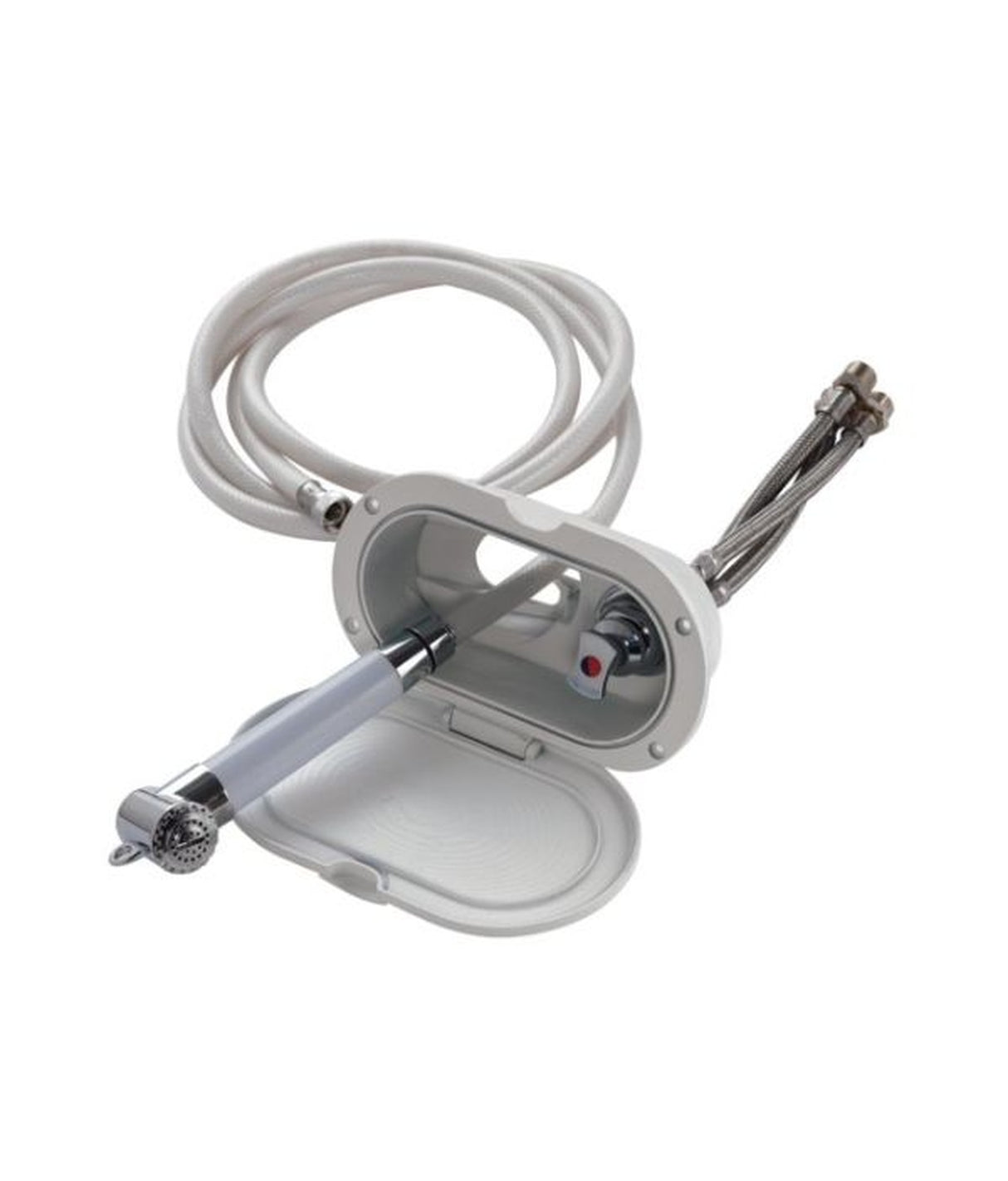 Trem Einbaudusche mit Mischbatterie und 4m Schlauch RAL 9003 (weiß)