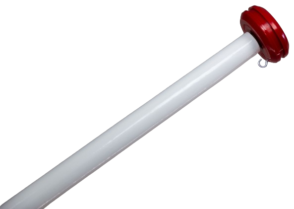 Vlaggenstok hout wit 200cm dia 3cm met rode knop