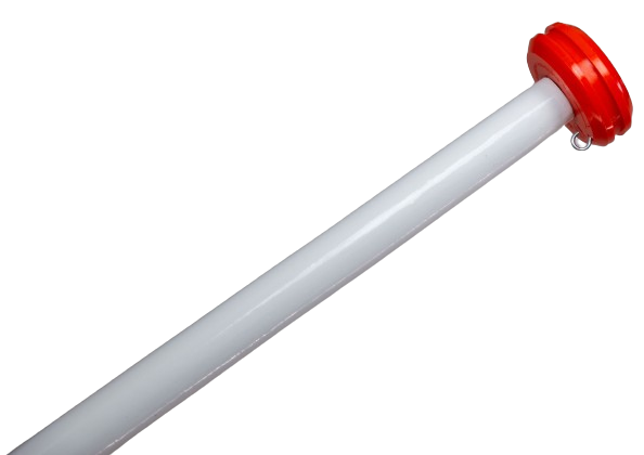 Vlaggenstok hout wit 200cm dia 3cm met oranje knop