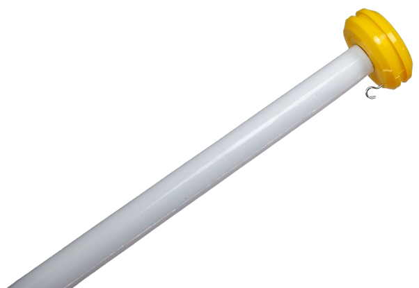 Vlaggenstok hout wit 200cm dia 3cm met gele knop