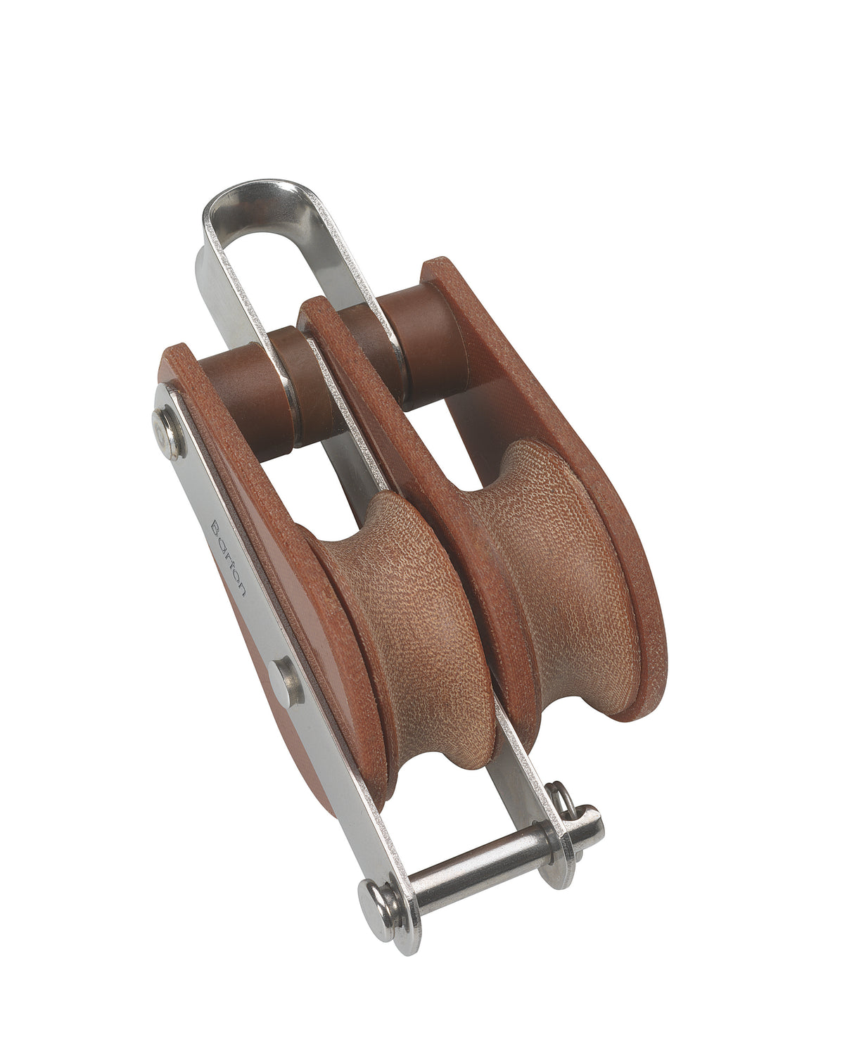 Blok tufnol met beugel en hondsvot 2-schijfs 30mm voor lijn 10mm