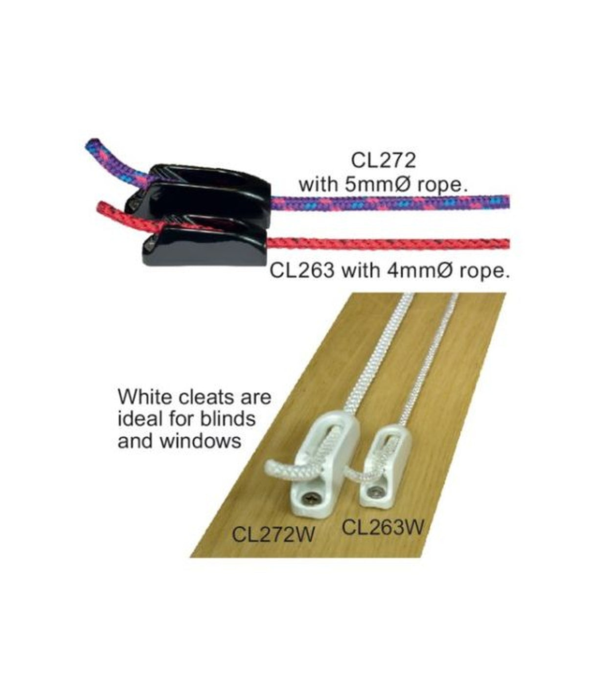 Clamcleat Micro Nylon CL263W 1–4 mm weiß (2er-Set)