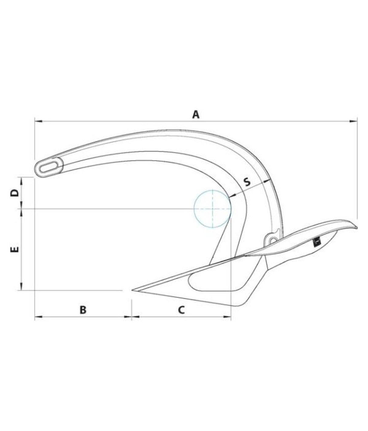 Vulcan anker rvs 33 kg – senza roll-bar, con roll-palm e V-bulb