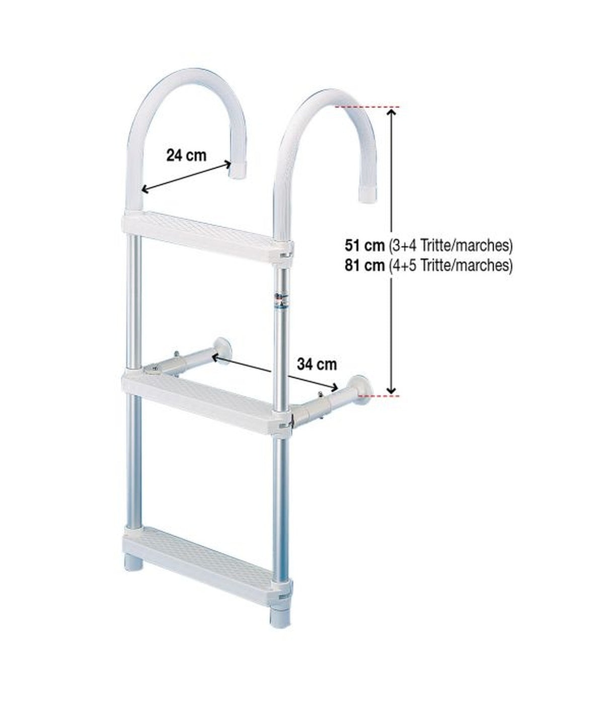 Trem Swimming ladder 4 steps 110 cm – foldable, anodized aluminum