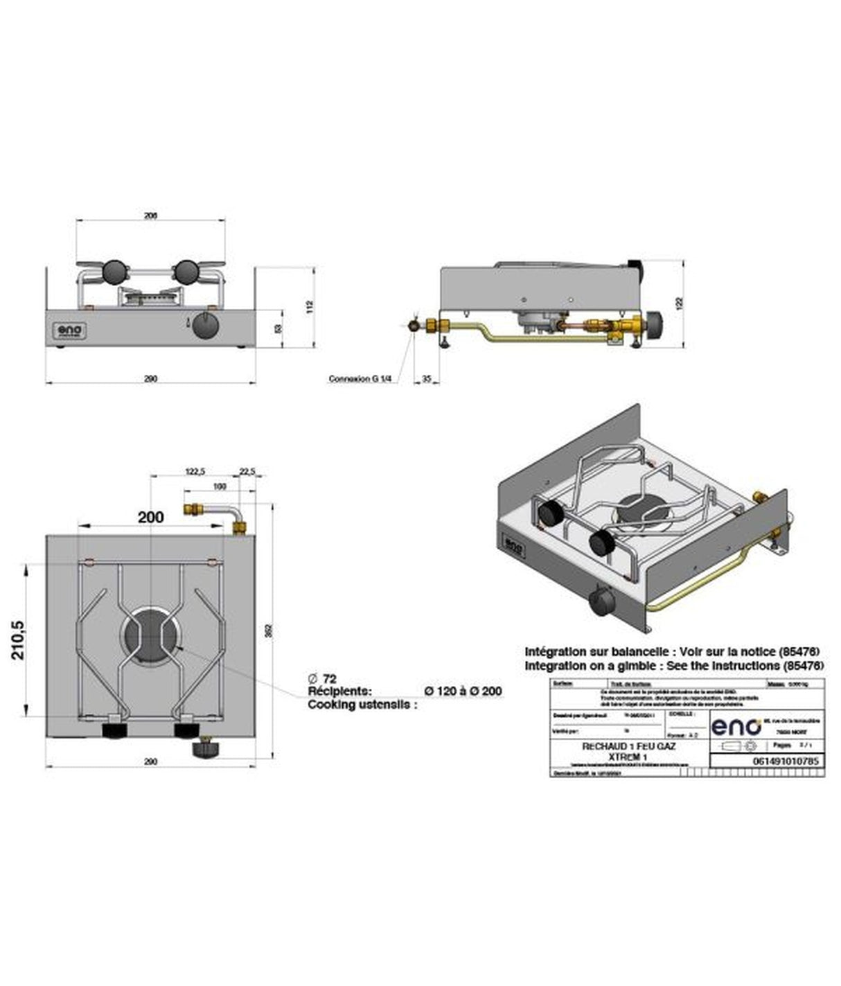 Eno Kooktoestel 1-pits Xtrem 1 – thermisch beveiligd RVS