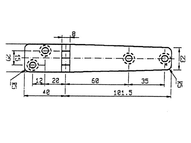 Scharnier rvs 141.5x29mm 90ø