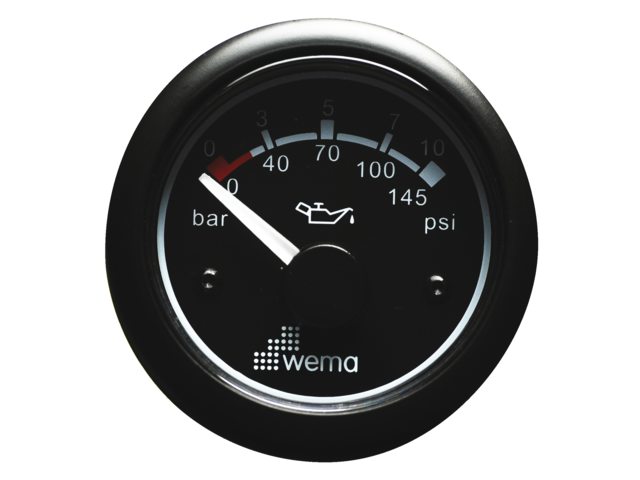 Oliedruk meter zwart 10bar