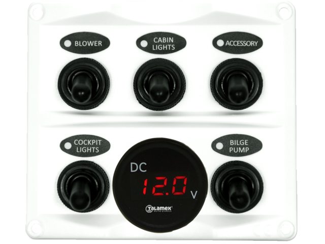 Schakelpaneel wit met voltmeter 12/24V