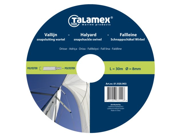 Vallijn met snapsluiting wit/rood 10mm 33m