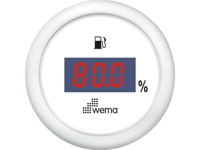Tankmeter brandstof digitaal 0-190 ohm wit
