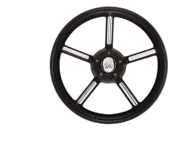 V56 stuurwiel zwart/chroom 350mm
