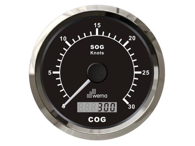 Silver serie GPS speedometer 0-30 kn zwart incl. antenne