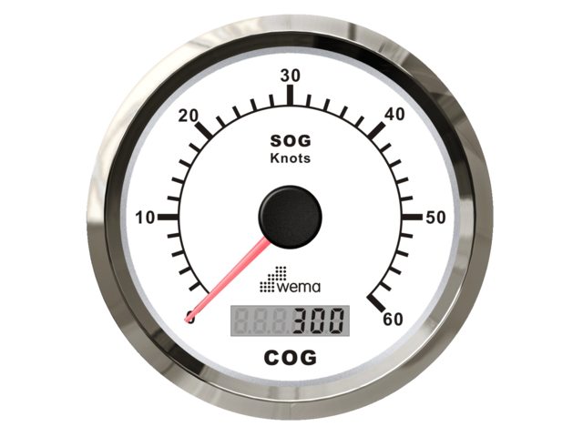 Silver serie GPS speedometer 0-60 kn wit incl. antenne