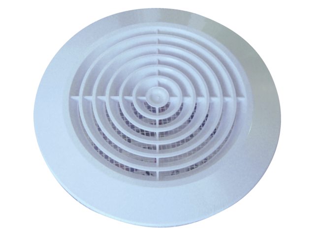 Uitblaas ventilatie rooster rond 100mm wit