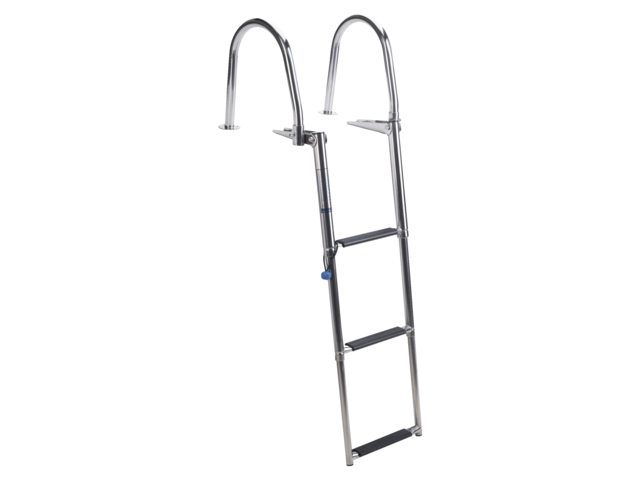 Zwemtrap telescopisch en opklapbaar met handgrepen 3 treden RVS