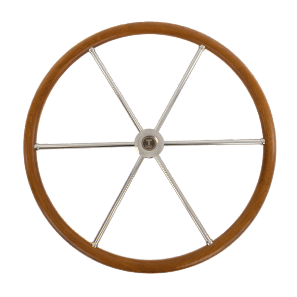 Talamex stuurwiel teak/rvs 6-spaaks 500 mm