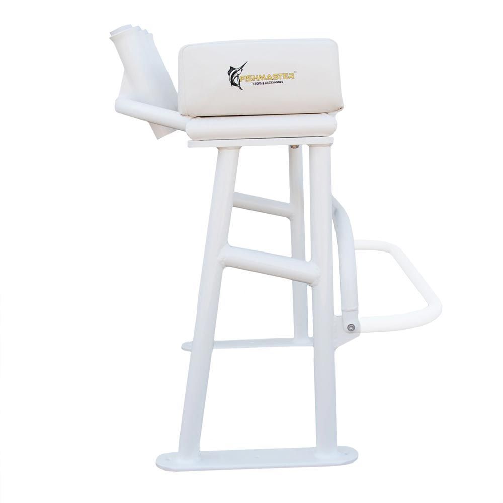 Fishmaster Original Leaning Post weiß mit weißem Sitz – für Fischerboot