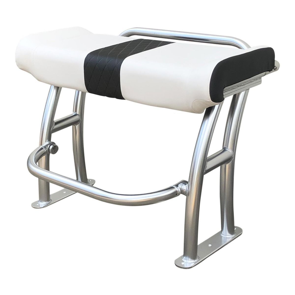 Fishmaster Pro Leaning Post polished with grabrail and white seat