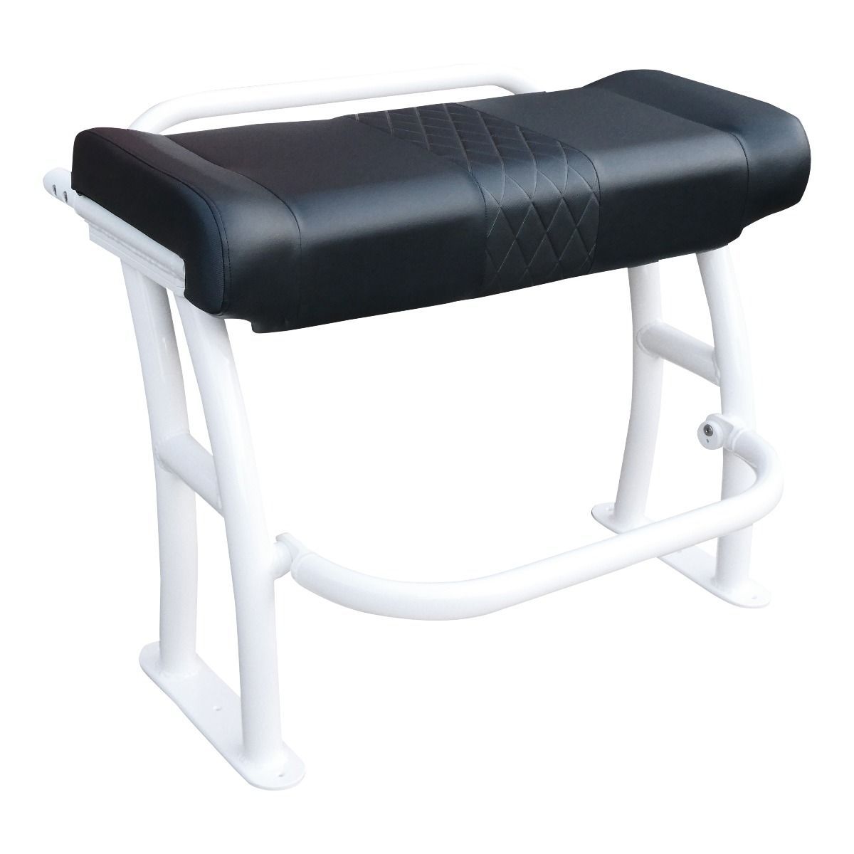 Fishmaster Pro Leaning Post white with grab rail and black seat