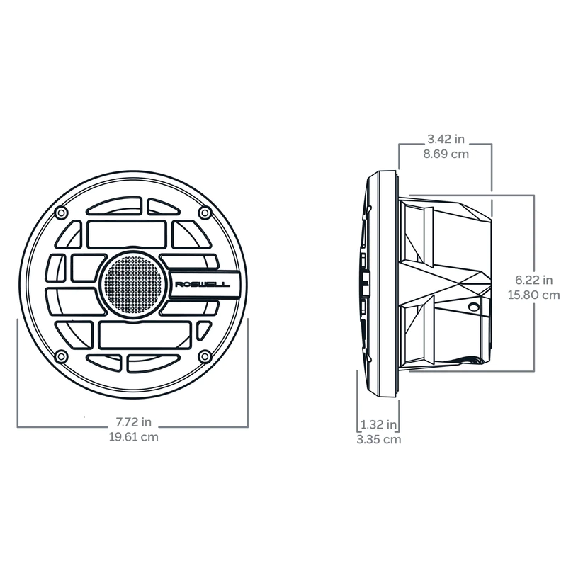 Roswell R 6.5 haut-parleurs de coffre anthracite grille – 16.5 cm RGB LED