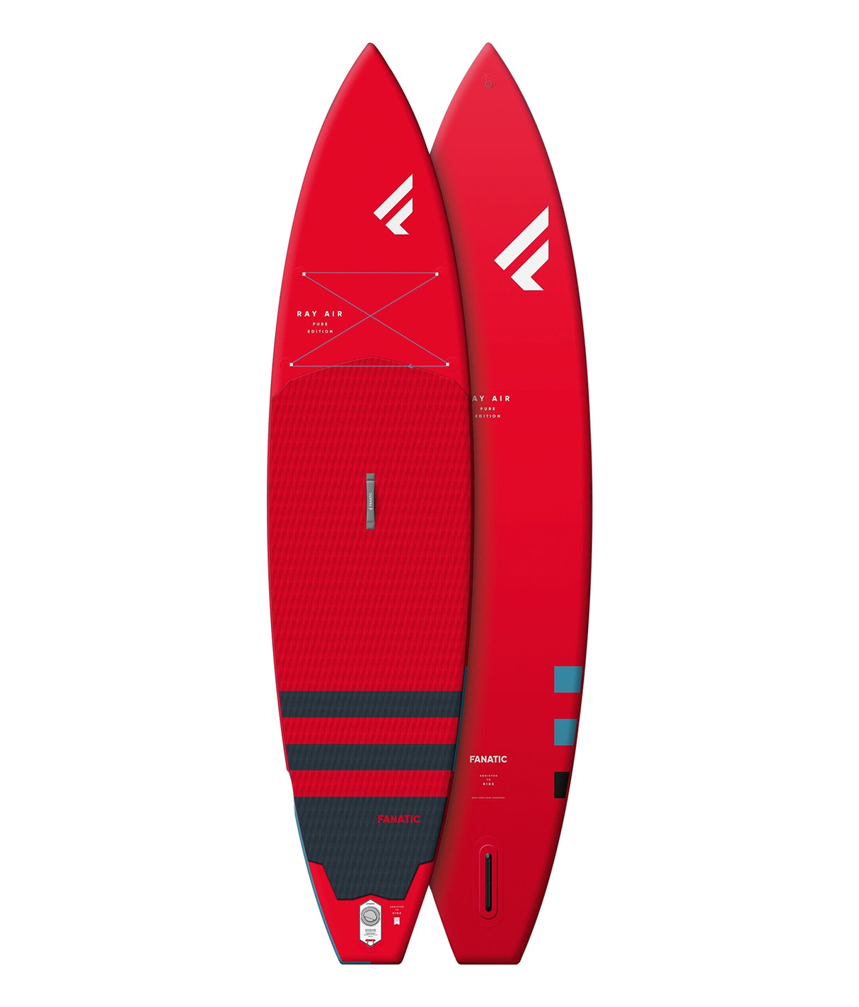 voor- en achterkant van fanatic ray air pure red 11'6
