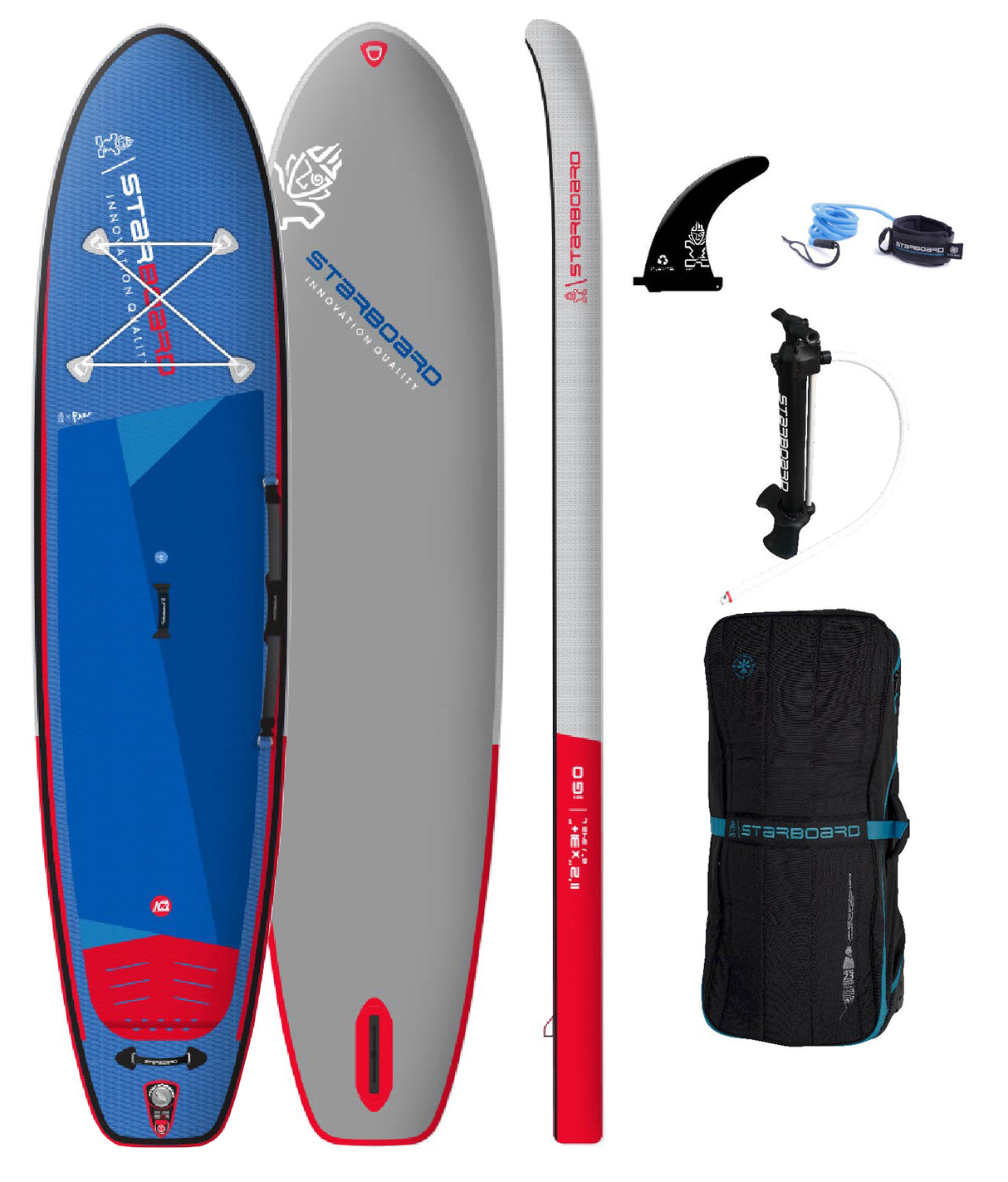 starboard inflatable sup 11'2" x 31+" x 6" igo deluxe sc 2022 pakket