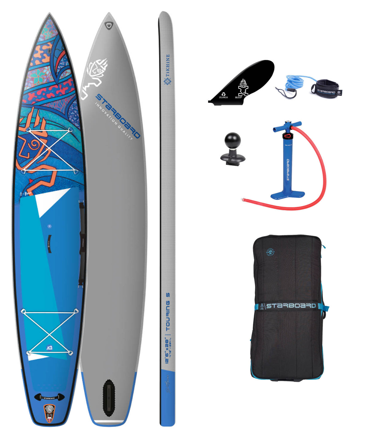 starboard inflatable sup 12'6" x 28" x 4.75" touring s tikhine wave deluxe sc 2022 pakket