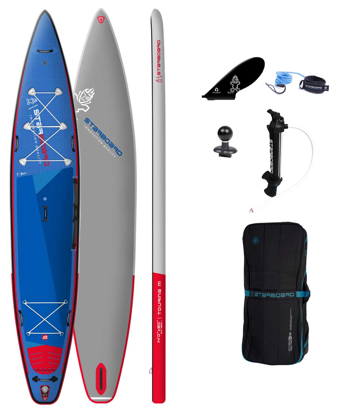starboard inflatable sup 14'0" x 30" x 6" touring m deluxe sc 2022 pakket
