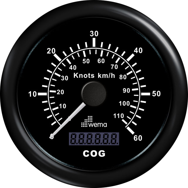 GPS speedometer zwart 60kn/110km