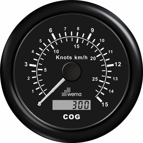 GPS speedometer zwart 15kn/27km