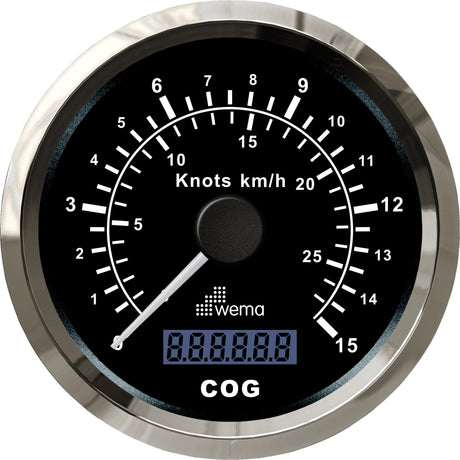 Silver serie GPS speedometer zwart 15kn/27km