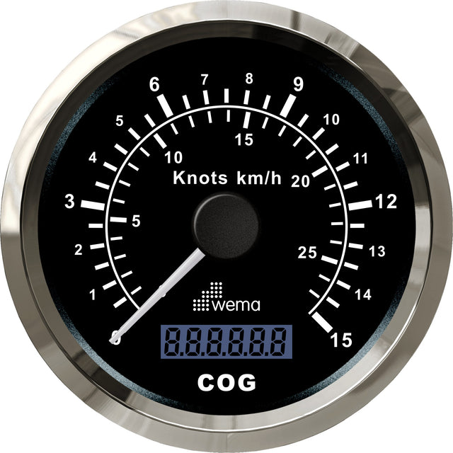 Silver serie GPS speedometer zwart 15kn/27km