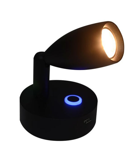 Talamex Surya LED wandlamp zwart 10-30V dimbaar met USB-C PD 15W