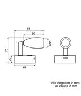 Talamex Surya lampe murale LED noire 10-30V dimmable avec USB-C PD 15W