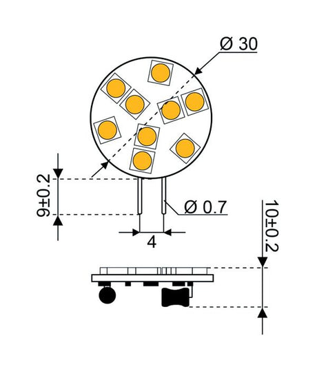 Talamex ledlamp led9 10-30V G4-side dimbaar