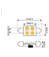Talamex ledlamp led4 festoon 10–30 V 31 mm