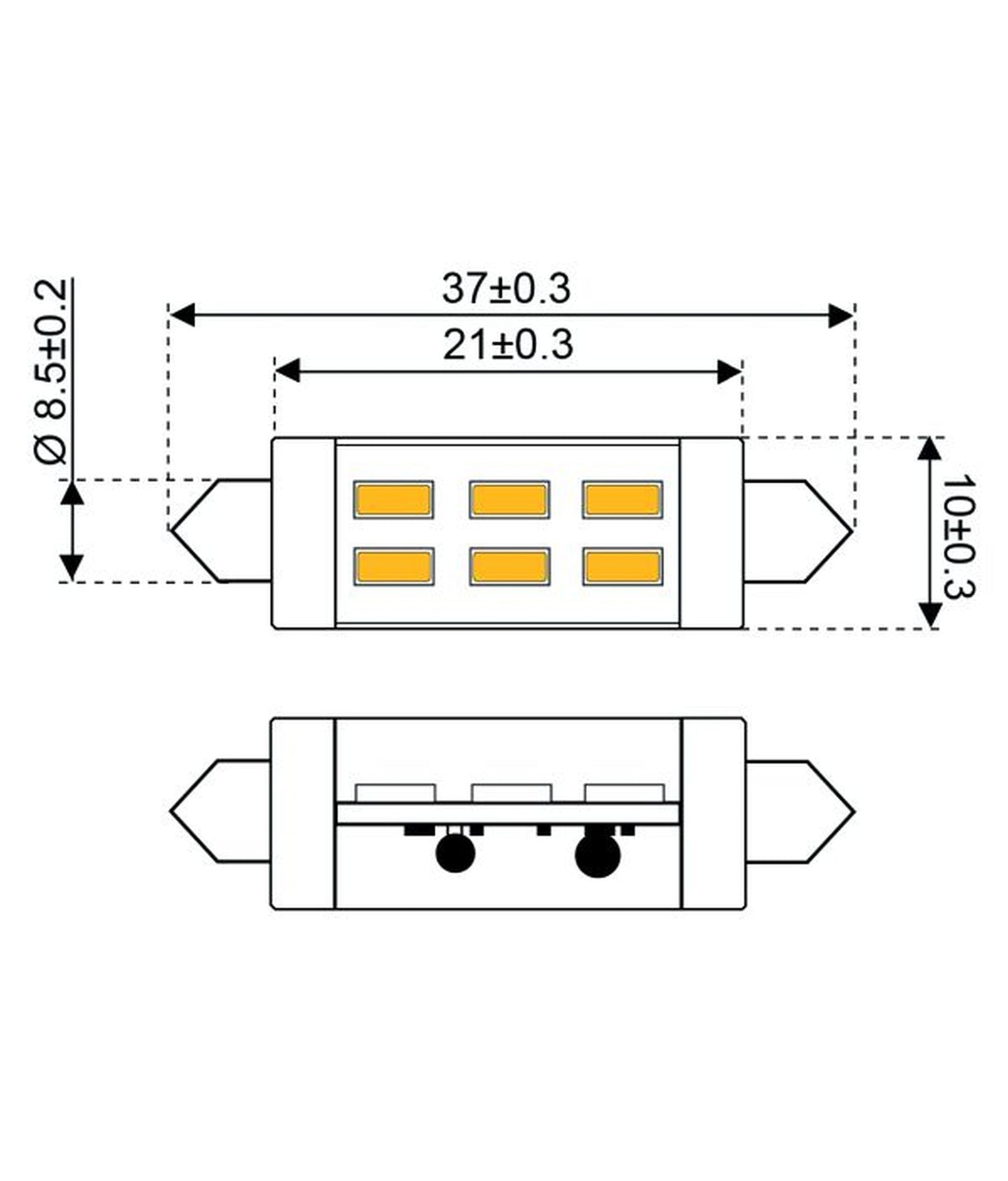 Talamex lampada a LED festone led3 10-30V 37mm bianco freddo
