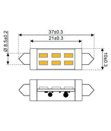 Talamex lampada a LED festone led3 10-30V 37mm bianco freddo