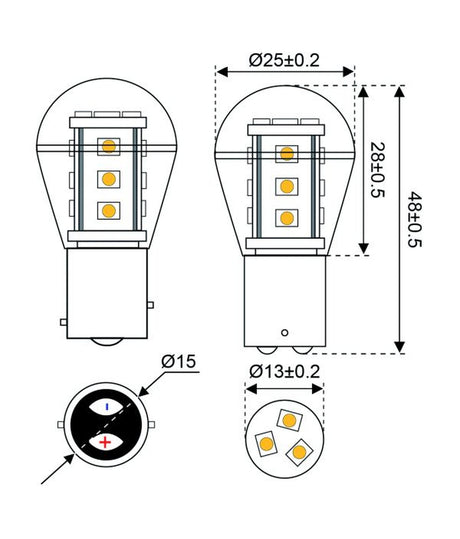Talamex ledlamp led15 10-30V BAY15D – CE en RoHS