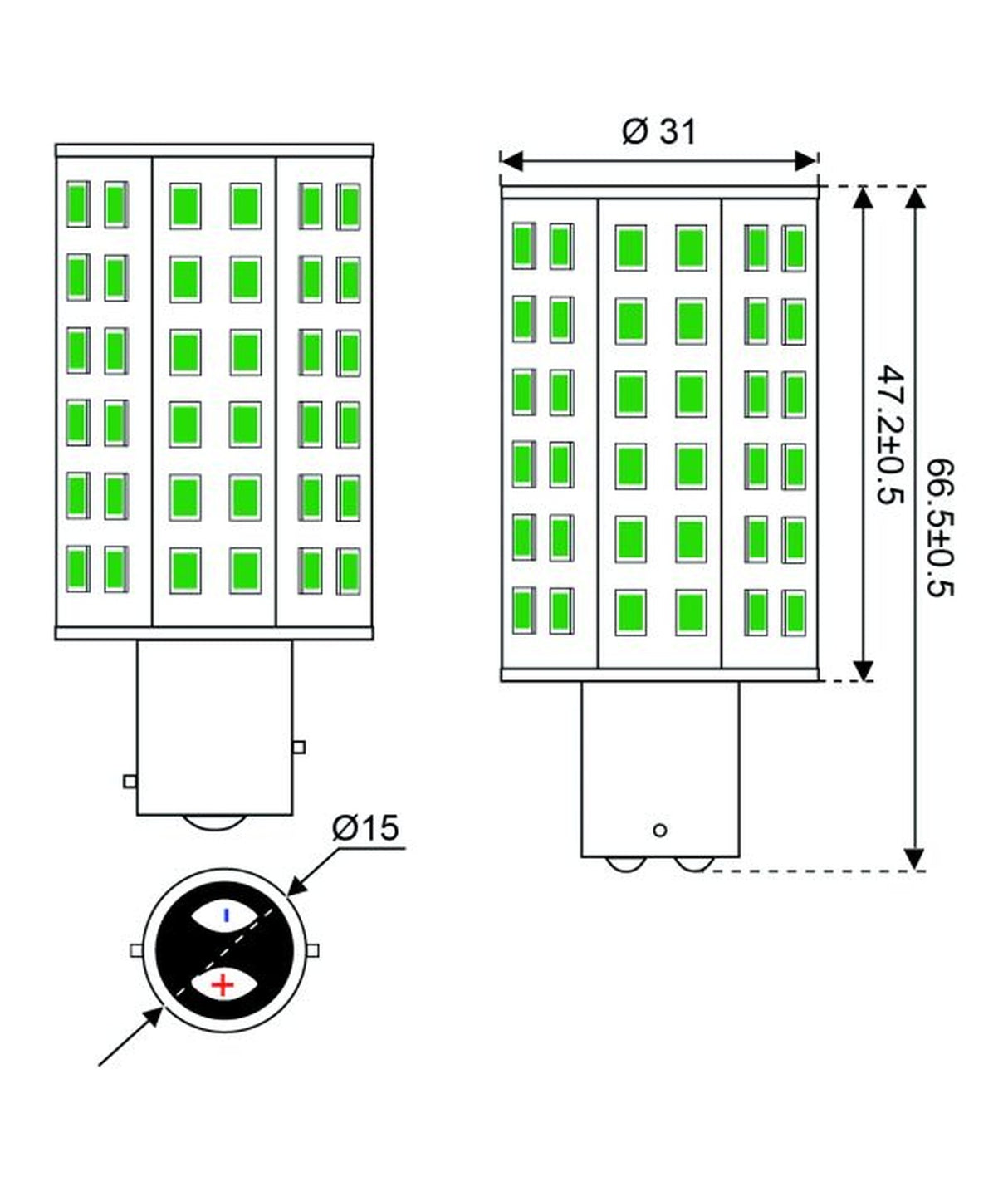 Talamex lampada a LED LED60 10–30V BAY15D verde