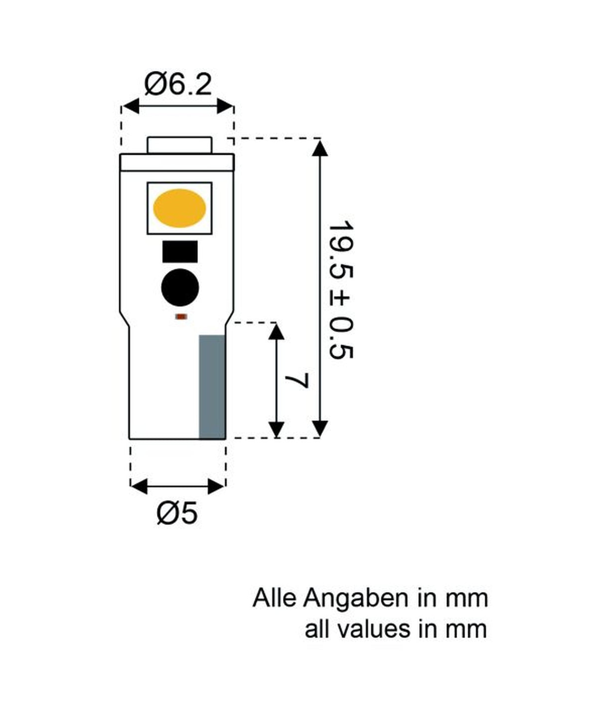 Talamex lampada strumentale a cuneo LED T5 10-30V